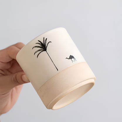 Palm Pattern Ceramic Coffee Cup Set Espresso Tea Mugs