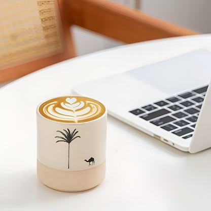Palm Pattern Ceramic Coffee Cup Set Espresso Tea Mugs