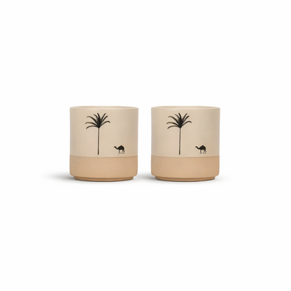 Palm Pattern Ceramic Coffee Cup Set Espresso Tea Mugs