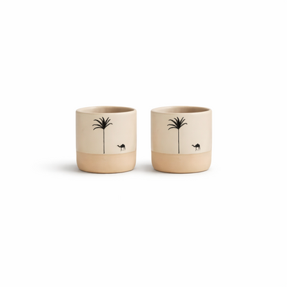 Palm Pattern Ceramic Coffee Cup Set Espresso Tea Mugs