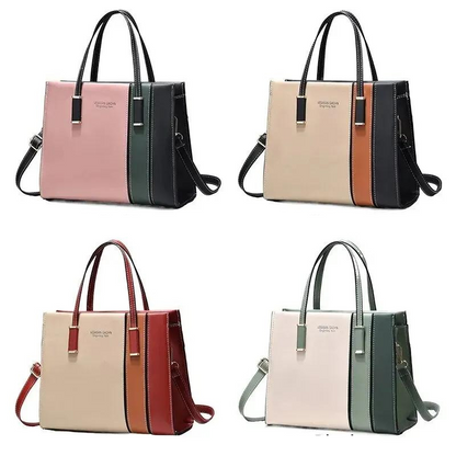 Patchwork Leather Handbag Adjustable Strap Shoulder Bag