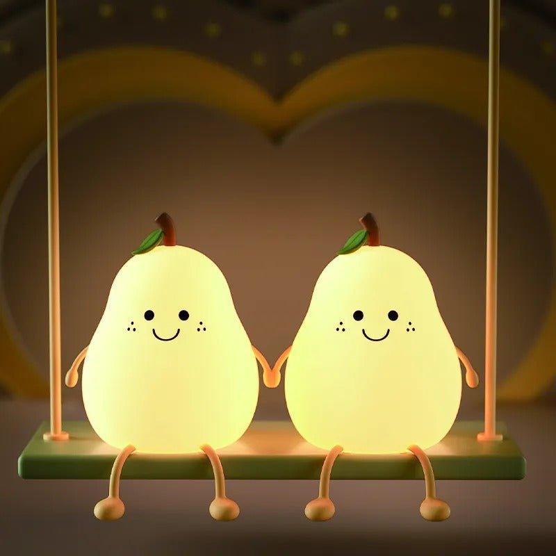 Pear Night Light Kids Bedroom Lamp USB Rechargeable Soft Silicone Light