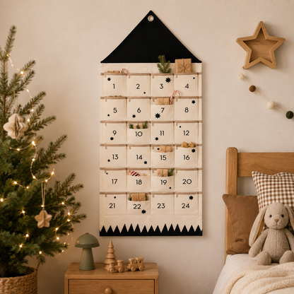 Personalized Fabric Christmas Advent Calendar with 24 Pockets for Kids