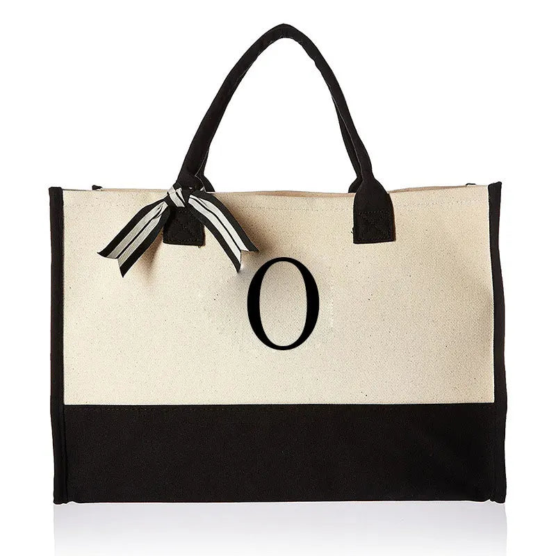 Personalized Monogram Canvas Tote Bag Large Everyday Shopper Shoulder Bag