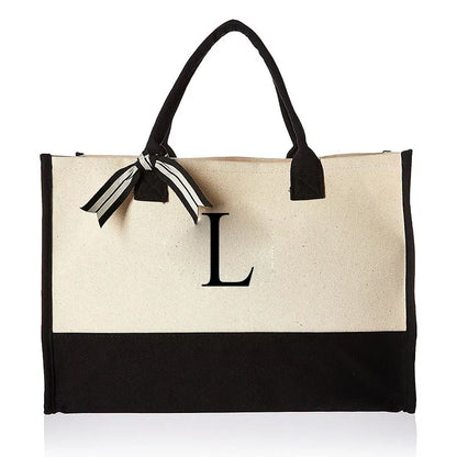 Personalized Monogram Canvas Tote Bag Large Everyday Shopper Shoulder Bag