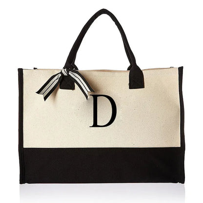Personalized Monogram Canvas Tote Bag Large Everyday Shopper Shoulder Bag