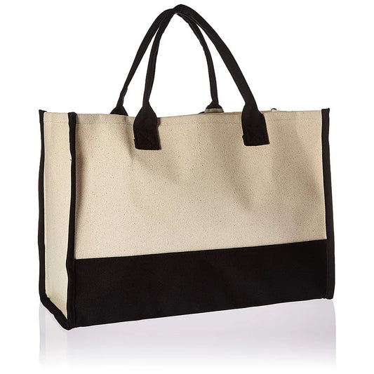 Personalized Monogram Canvas Tote Bag Large Everyday Shopper Shoulder Bag