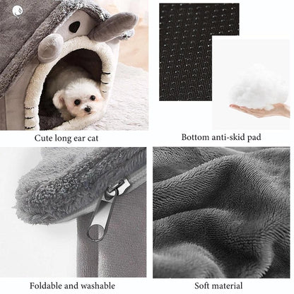Pet House Bed Soft Plush Cat Dog Shelter Cozy Indoor Sleeping Cave