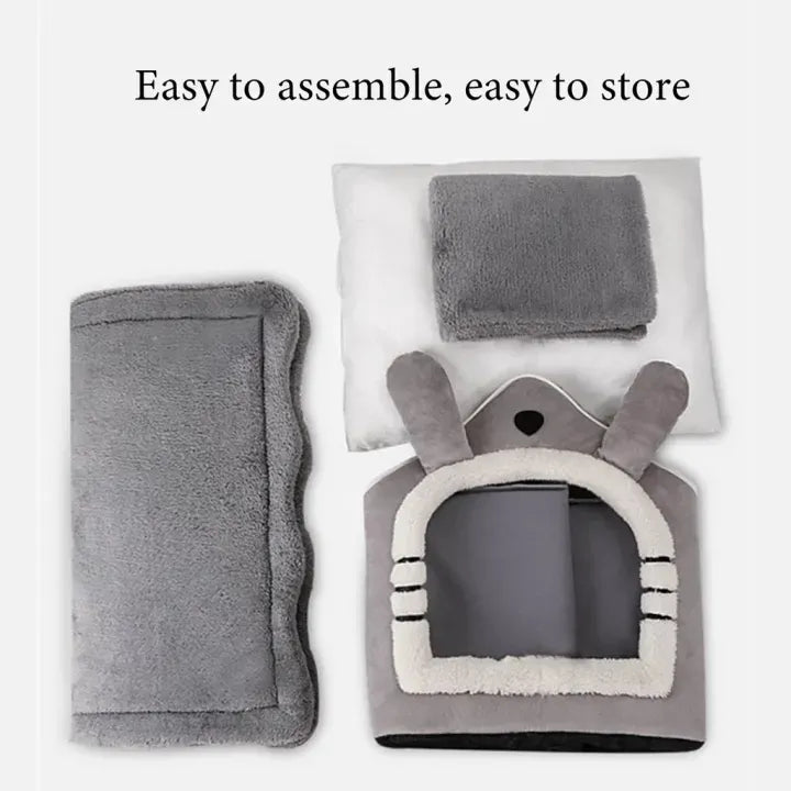 Pet House Bed Soft Plush Cat Dog Shelter Cozy Indoor Sleeping Cave