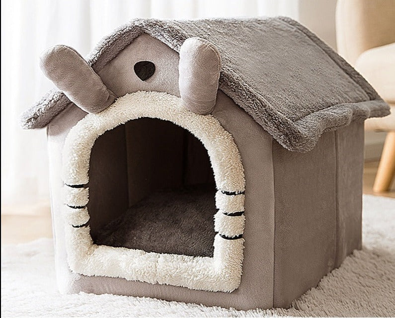 Pet House Bed Soft Plush Cat Dog Shelter Cozy Indoor Sleeping Cave