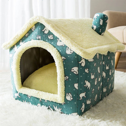 Pet House Bed Soft Plush Cat Dog Shelter Cozy Indoor Sleeping Cave