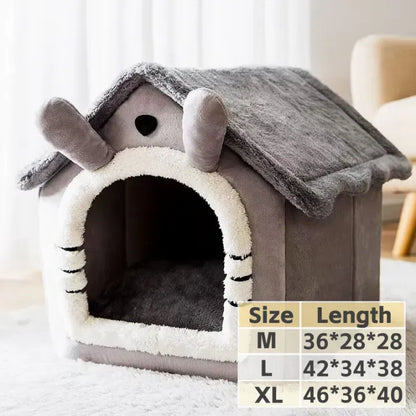 Pet House Bed Soft Plush Cat Dog Shelter Cozy Indoor Sleeping Cave