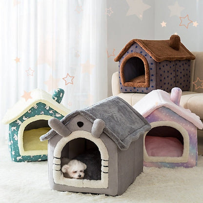 Pet House Bed Soft Plush Cat Dog Shelter Cozy Indoor Sleeping Cave