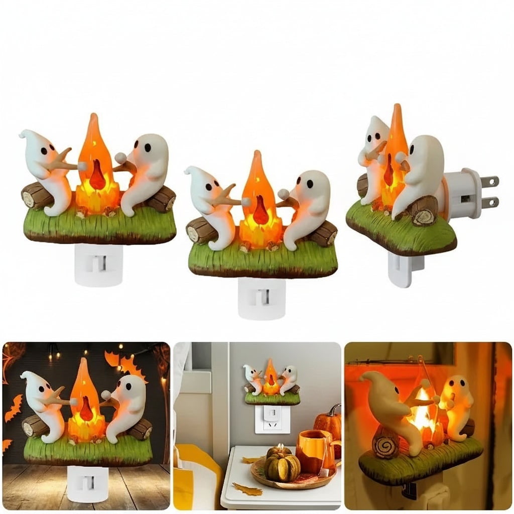 Plug In Ghost Night Light LED Halloween Bedroom Hallway Room Decor