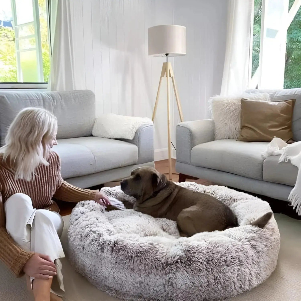 Plush Calming Dog Bed for Small and Large Dogs