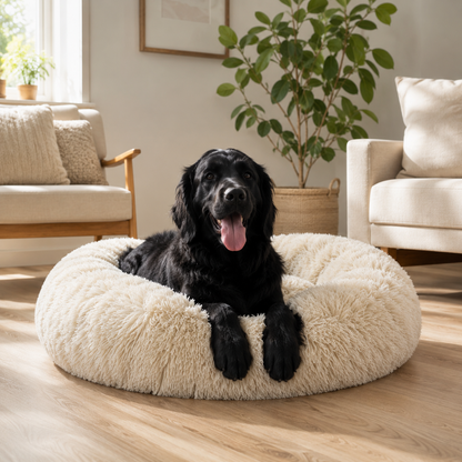 Plush Calming Dog Bed with Machine-Washable Cozy Design