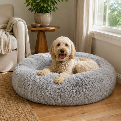 Plush Calming Dog Bed with Machine-Washable Cozy Design