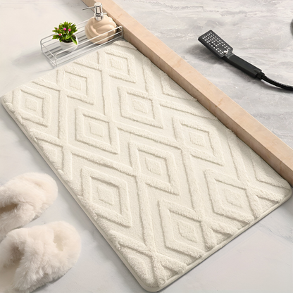 Plush Diamond Pattern Bath Mat Ultra Soft Non Slip Bathroom Rug