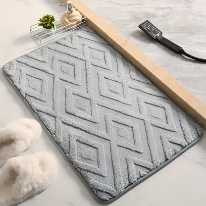 Plush Diamond Pattern Bath Mat Ultra Soft Non Slip Bathroom Rug