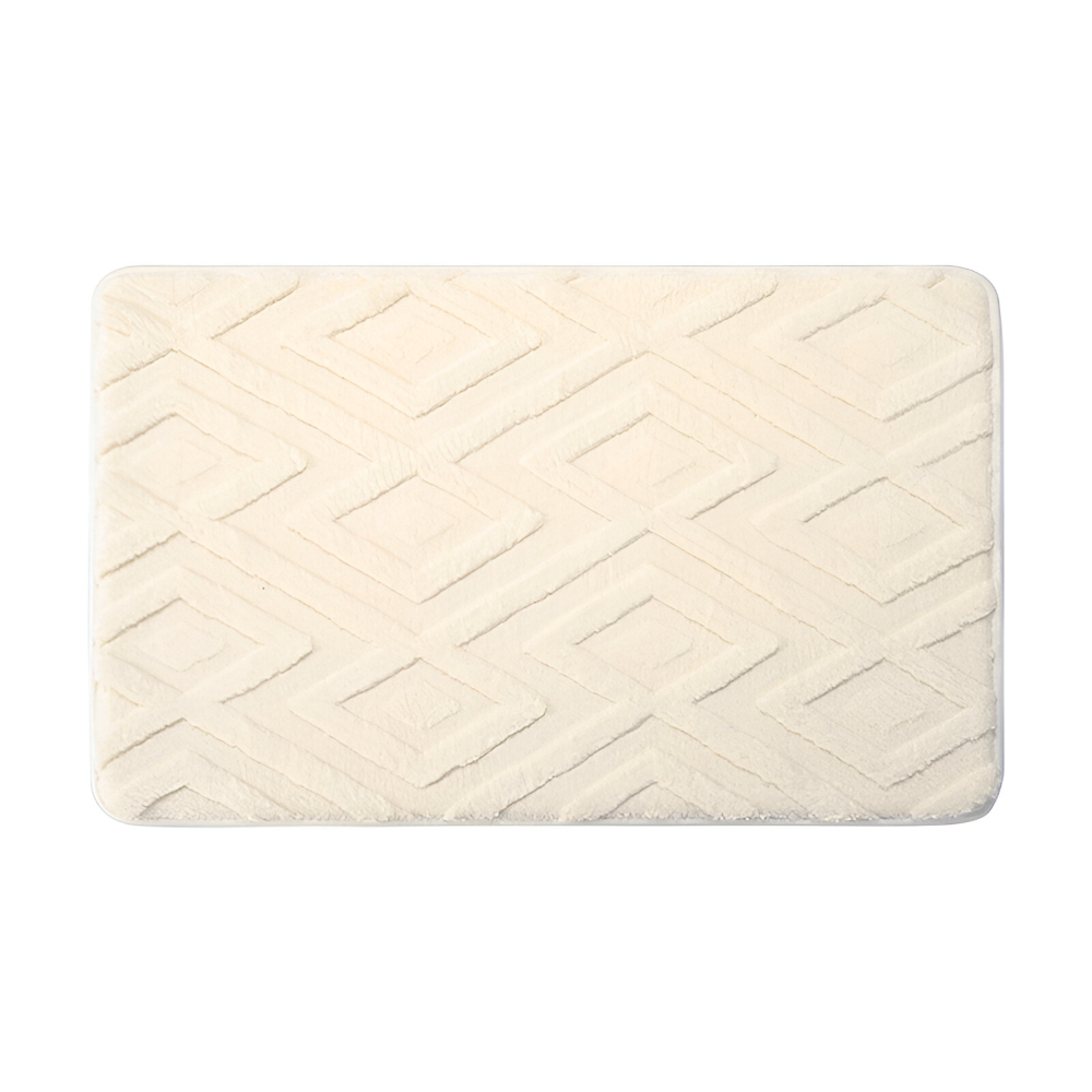 Plush Diamond Pattern Bath Mat Ultra Soft Non Slip Bathroom Rug
