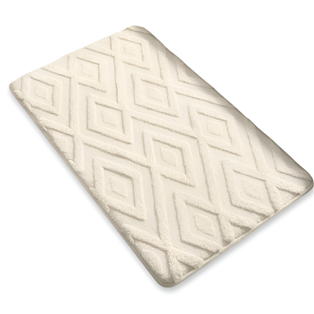 Plush Diamond Pattern Bath Mat Ultra Soft Non Slip Bathroom Rug