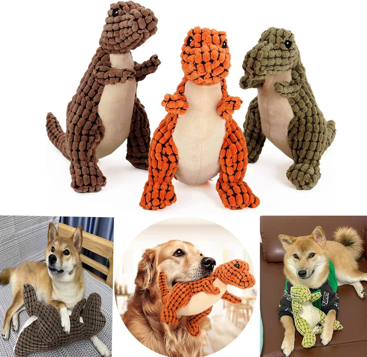 Plush Dinosaur Dog Toy Soft Durable Dog Chew Toy Safe Pet Toy For Small Medium Dogs