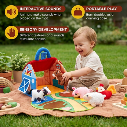 Plush Farm Animal Playset Interactive Learning Toy for Kids