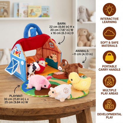 Plush Farm Animal Playset Interactive Learning Toy for Kids