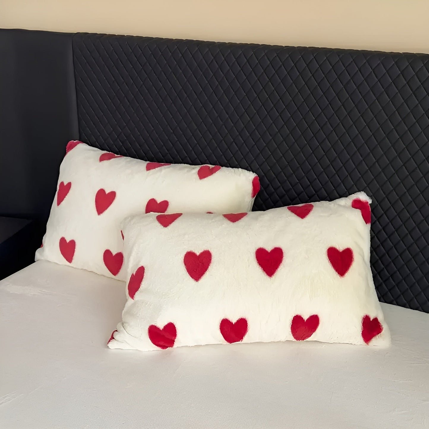 Plush Heart Pattern Bedding Set Soft Warm Winter Comfort