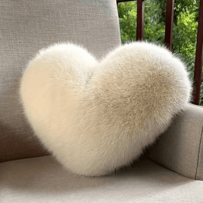 Plush Heart Shaped Decorative Throw Pillow Soft Faux Fur