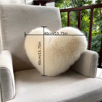 Plush Heart Shaped Decorative Throw Pillow Soft Faux Fur