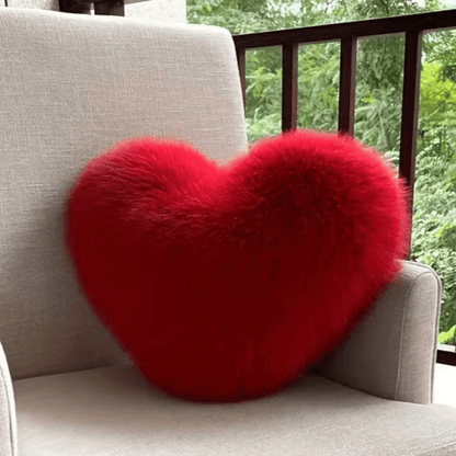Plush Heart Shaped Decorative Throw Pillow Soft Faux Fur