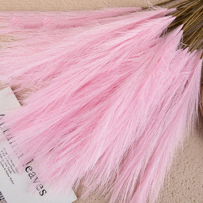 Plush Pampas Artificial Flowers Beige - Decorative Indoor Home Decor Silk Grass