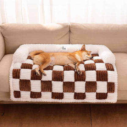 Plush Plaid Dog Bed Furniture Protector Mat