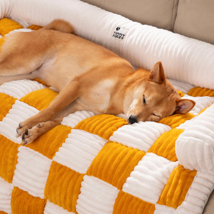 Plush Plaid Dog Bed Furniture Protector Mat
