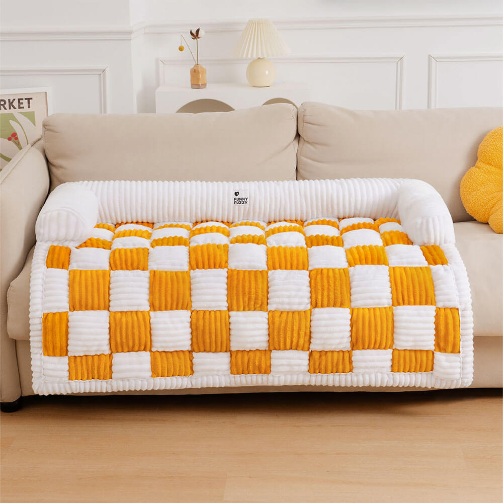 Plush Plaid Dog Bed Furniture Protector Mat