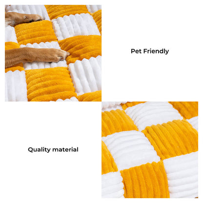 Plush Plaid Dog Bed Furniture Protector Mat