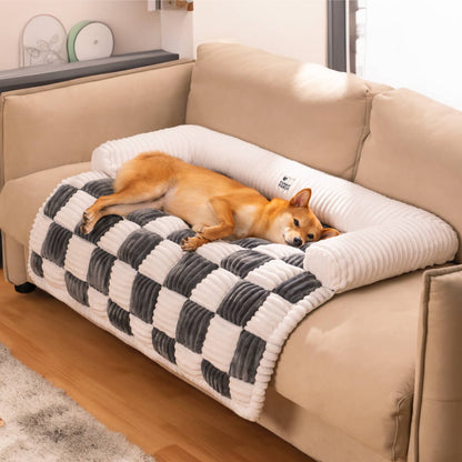 Plush Plaid Dog Bed Furniture Protector Mat