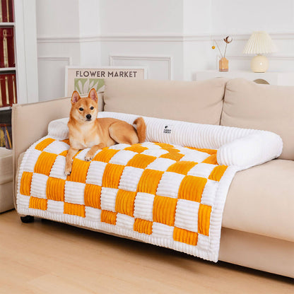 Plush Plaid Dog Bed Furniture Protector Mat