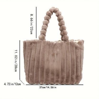 Plush Puffy Shoulder Bag Womens Large Capacity Soft Casual Everyday Handbag