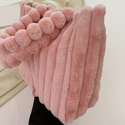 Plush Puffy Shoulder Bag Womens Large Capacity Soft Casual Everyday Handbag