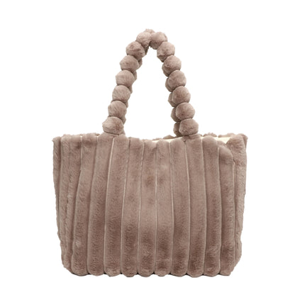Plush Puffy Shoulder Bag Womens Large Capacity Soft Casual Everyday Handbag
