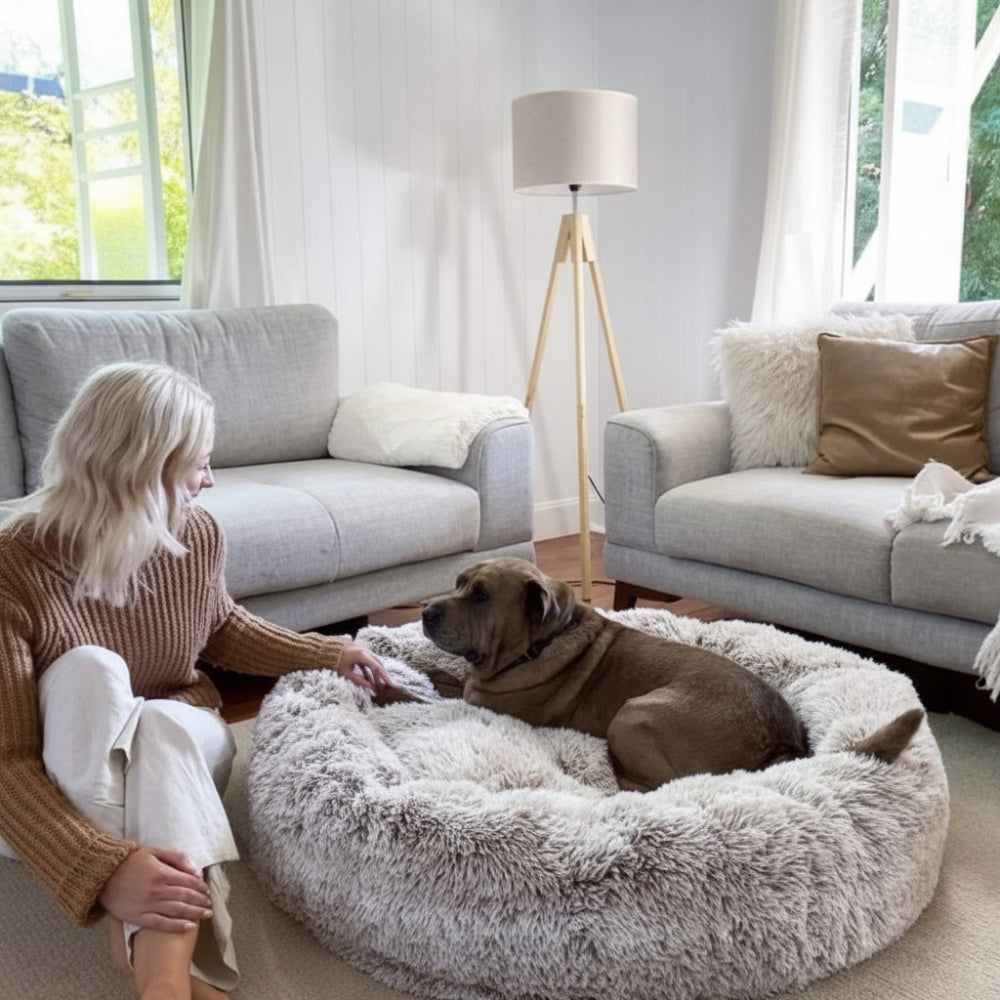 Plush Round Nest Dog Bed for Cozy Rest and Lounging