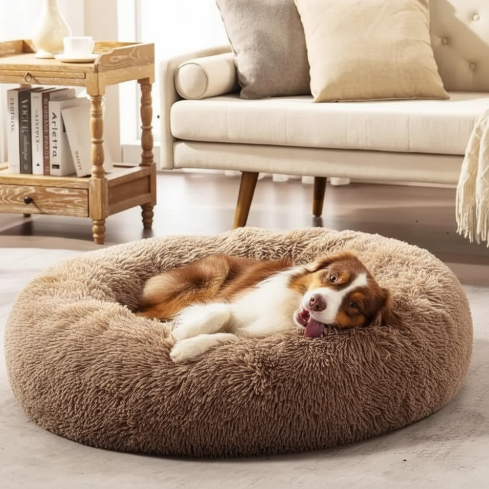 Plush Round Nest Dog Bed for Cozy Rest and Lounging