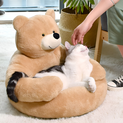 Plush Teddy Pet Bed Soft Cozy Dog Cat Cushion