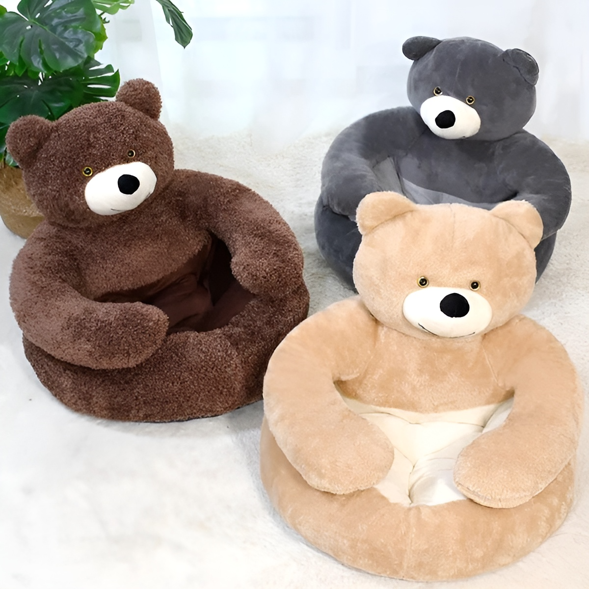 Plush Teddy Pet Bed Soft Cozy Dog Cat Cushion
