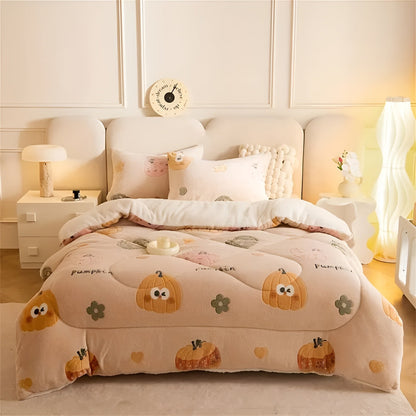 Plush Velvet Pumpkin Snowflake Throw Blanket Cozy Winter Decor