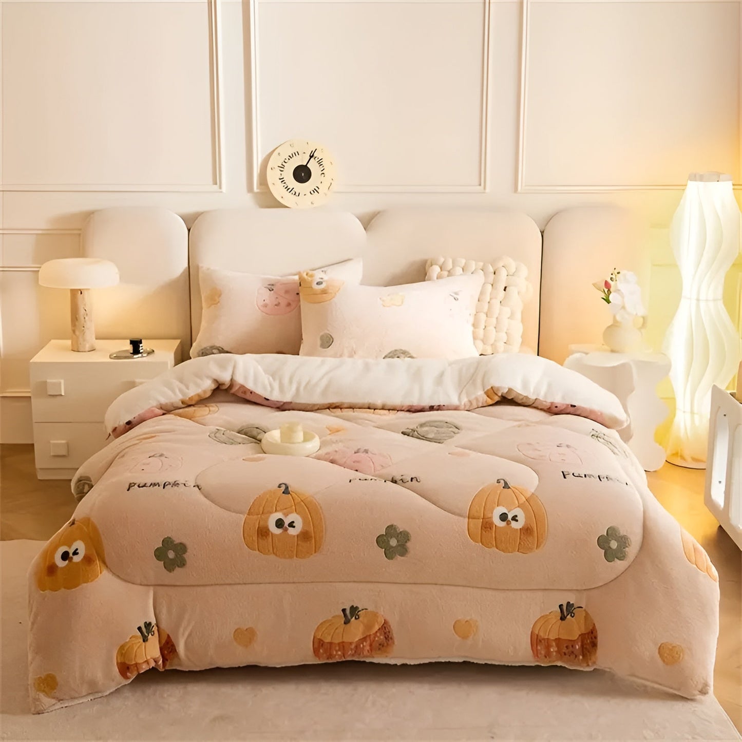 Plush Velvet Pumpkin Snowflake Throw Blanket Cozy Winter Decor