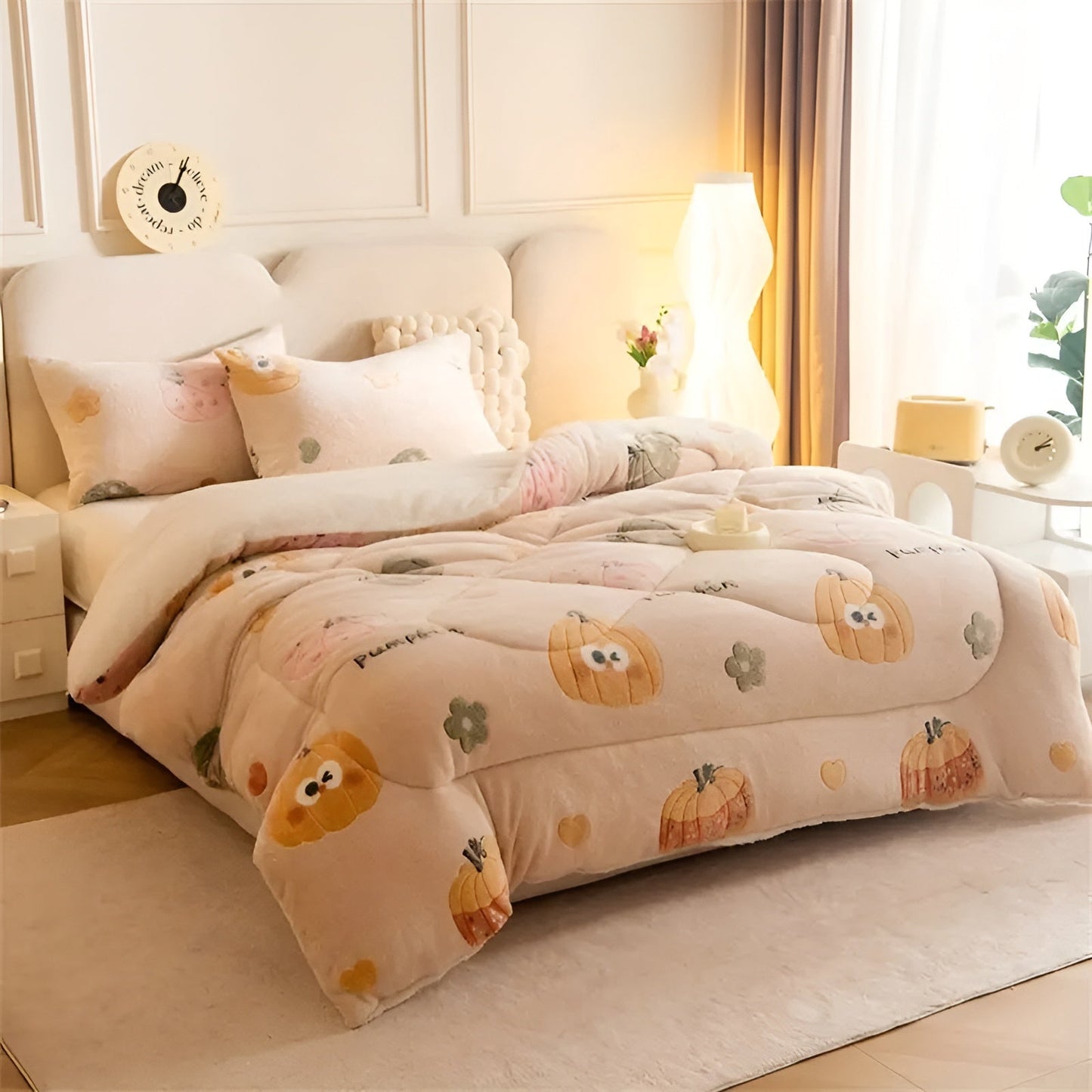 Plush Velvet Pumpkin Snowflake Throw Blanket Cozy Winter Decor