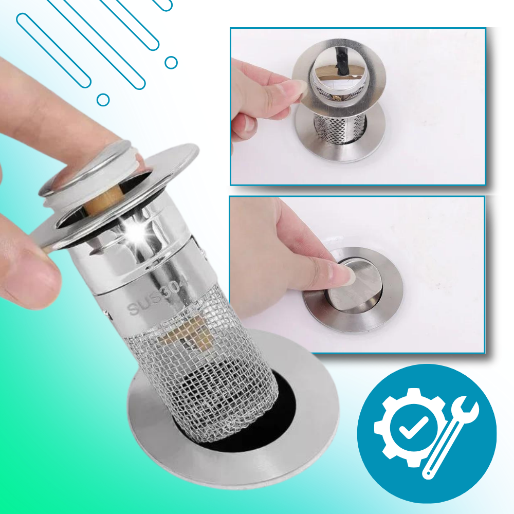 Pop Up Sink Drain Stopper with Basket Strainer